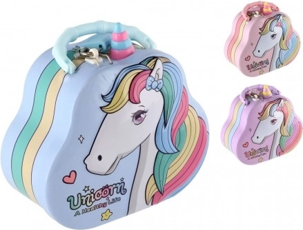 Tirelire en métal – sac à main licorne avec serrure 15 × 14 cm