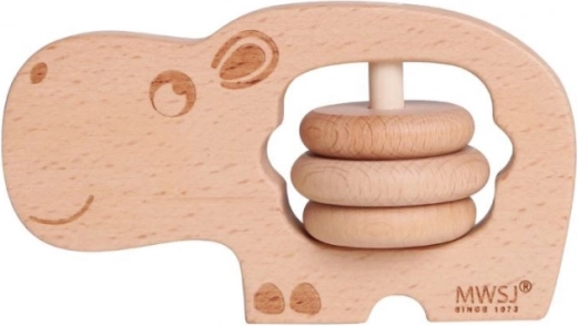 Hochet en bois hippopotame