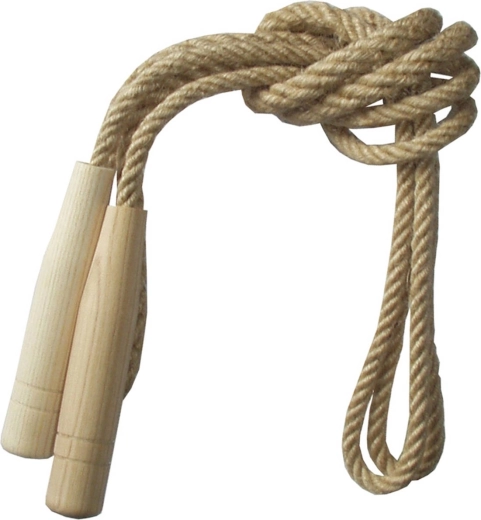 Corde à sauter en jute avec poignées en bois 3 m - 1 pièce