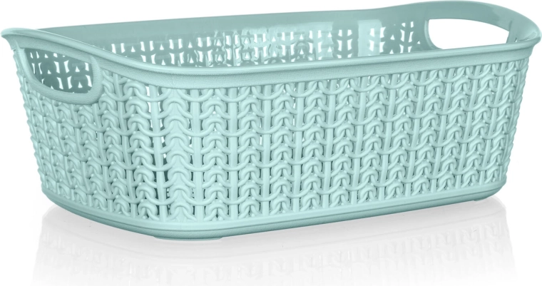 Panier en plastique effet rotin 3 l, menthe, 26,5 × 20 × 9,5 cm