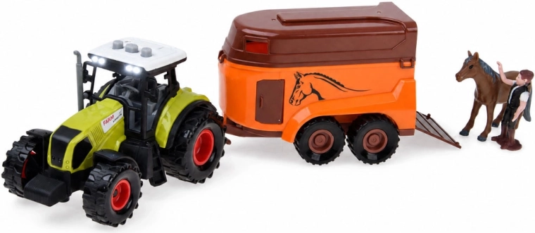 Tracteur avec remorque et effets lumineux et sonores