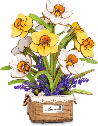 Robotime Rowood puzzle 3D en bois Narcisses dans un panier