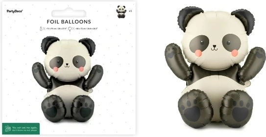 PartyDeco ballon en aluminium Panda 68 × 72 cm