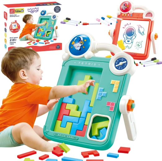 Tableau de dessin Woopie double face 2 en 1 avec jeu de Tetris