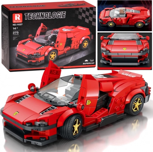 Kit de construction technique – supercar futuriste rouge avec portes papillon, 275 pièces