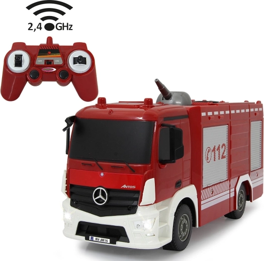 Camion de pompiers télécommandé Jamara Mercedes-Benz Antos 1:26 avec fonction d'arrosage, 2,4 GHz
