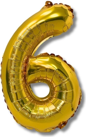 Ballon alu chiffre 6 doré 40 cm