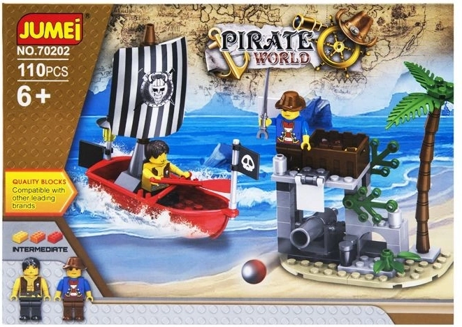 Jeu de construction Jumei Pirate World 110 pièces, bateau pirate et tour de garde - 1 pièce