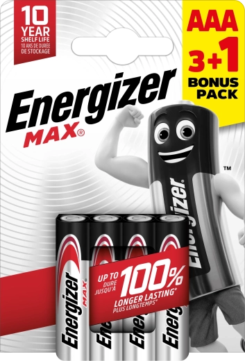 Energizer Max AAA piles alcalines 4 pcs (3+1 gratuit)
