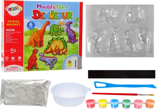 Kit DIY pour peindre des magnets dinosaures en plâtre