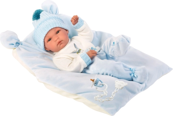 Llorens New Born garçon – poupée réaliste au corps entièrement en vinyle 35 cm
