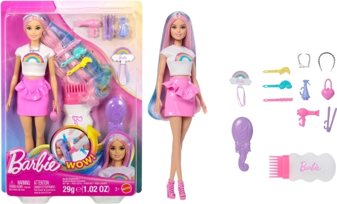 Poupée Barbie aux cheveux arc-en-ciel et au coiffage pailleté