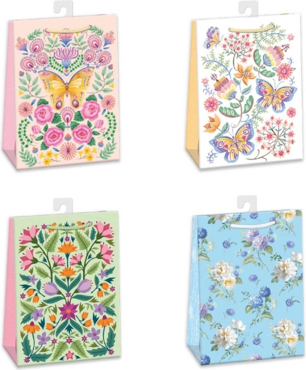 Sac cadeau avec motif fleurs et papillons 23 × 32 cm - 1 pièce