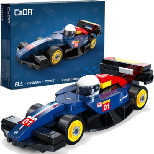 CaDA kit de construction voiture de course Circuit Racing Car bleu foncé 70 pièces