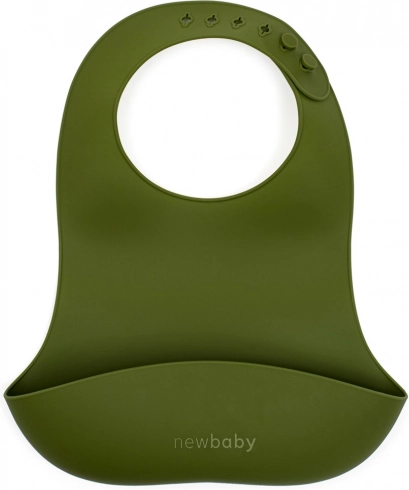Bavoir en silicone New Baby vert olive