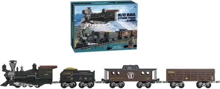 Coffret de train à piles avec lumière, son et fumée