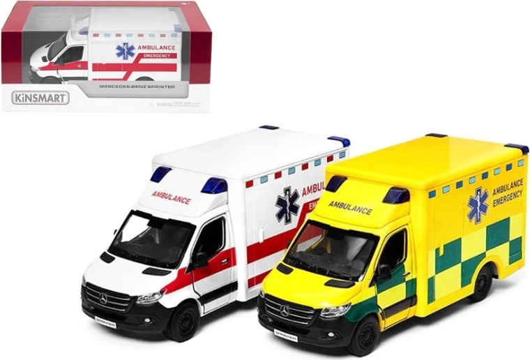 Mercedes‑Benz Sprinter ambulance modèle métallique avec mécanisme à rétro‑friction