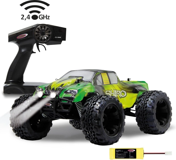Jamara Shiro camion monster RC 4WD 1:10 2,4 GHz avec LED et batterie NiMH