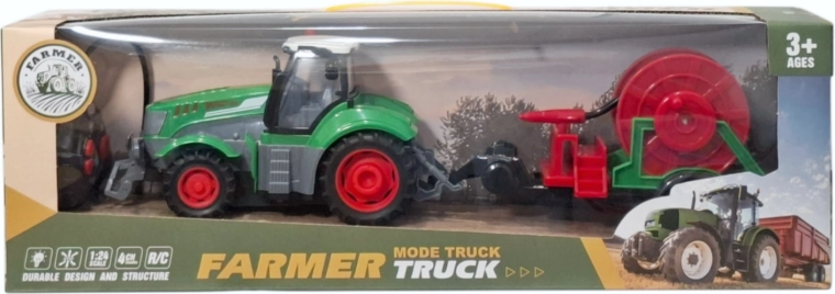 Tracteur radiocommandé avec remorque et enrouleur de tuyau, avec lumière et chargeur