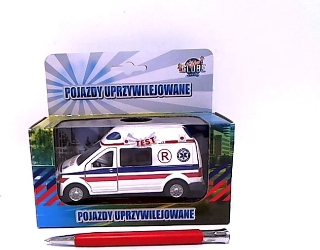 Ambulance métallique blanche avec lumières et son 14 cm