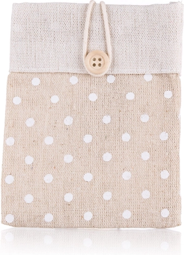 Pochette décorative en coton à pois 10,5 × 14 cm, brun clair