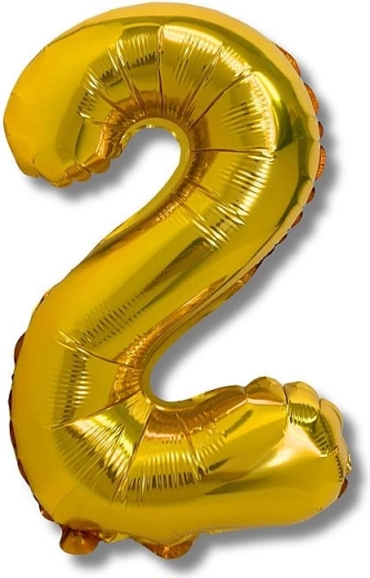 Ballon en aluminium chiffre 2, 40 cm, doré