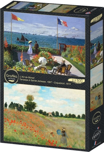 Puzzle Jardin à Sainte-Adresse et Champ de coquelicots 2x500 pièces