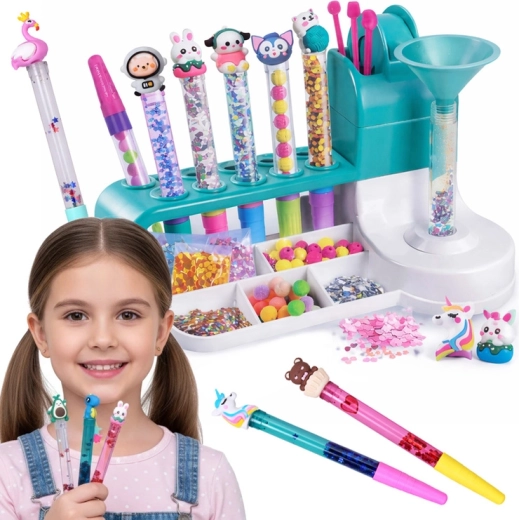 Kit créatif pour fabriquer des stylos pailletés avec organisateur – plus de 50 accessoires