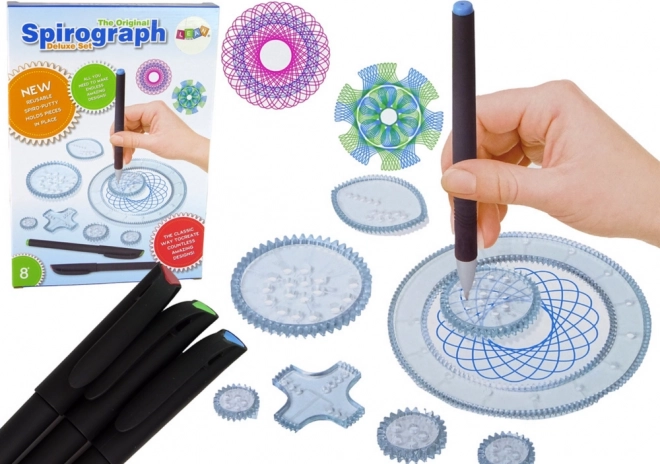 Kit de spirographe avec anneaux et crayons de couleur, 28 pièces