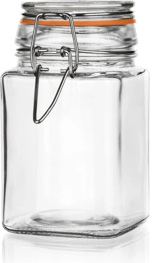 Bocal hermétique en verre Lina 260 ml carré avec fermeture à clip
