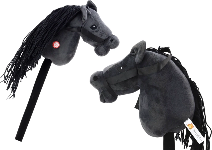 Cheval hobby en peluche noir avec longue crinière et sons