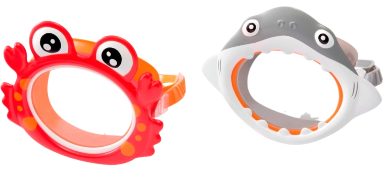 Lunettes de plongée pour enfants crabe et requin 3–8 ans
