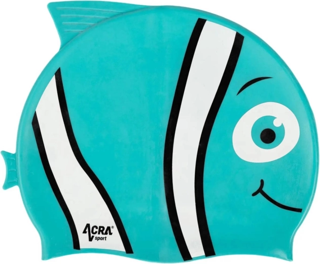 Bonnet de bain enfant en silicone Acra Nemo turquoise - 1 pièce