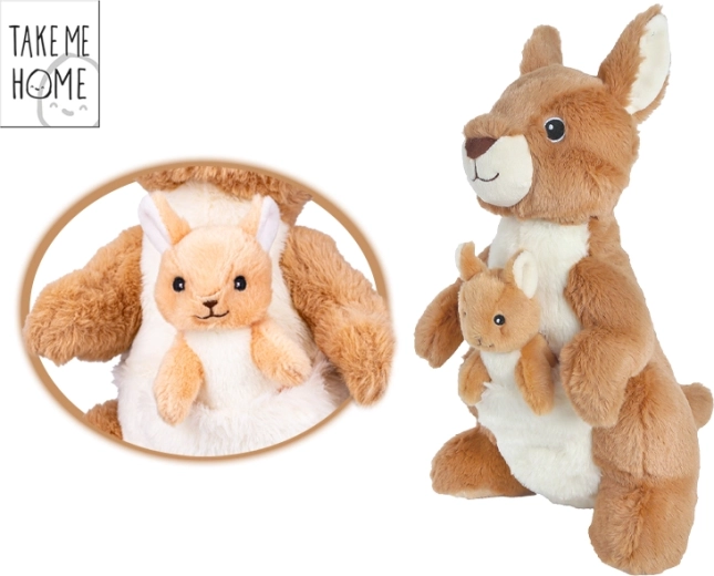Kangourou en peluche avec bébé 32 cm – collection Take Me Home