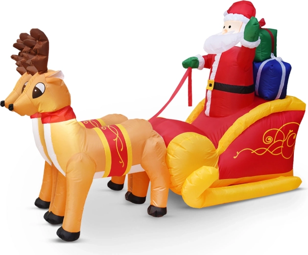 Père Noël gonflable sur traîneau de 230 cm avec éclairage LED