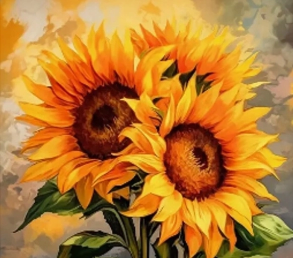 Norimpex Peinture par numéros Trois tournesols 40 × 50 cm