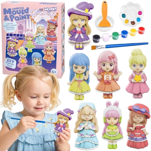 Woopie – kit créatif DIY de moulage en plâtre et de peinture – princesses et poupées