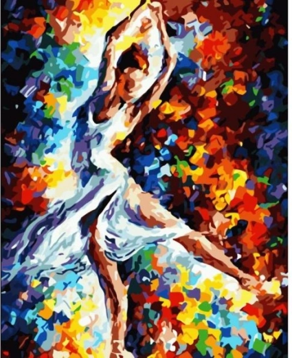 Tableau à peindre par numéros avec cadre 40 × 50 cm – ballerine en couleur