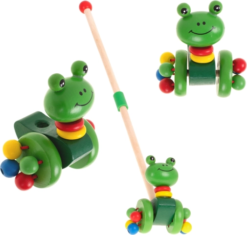 Grenouille en bois à pousser sur bâton