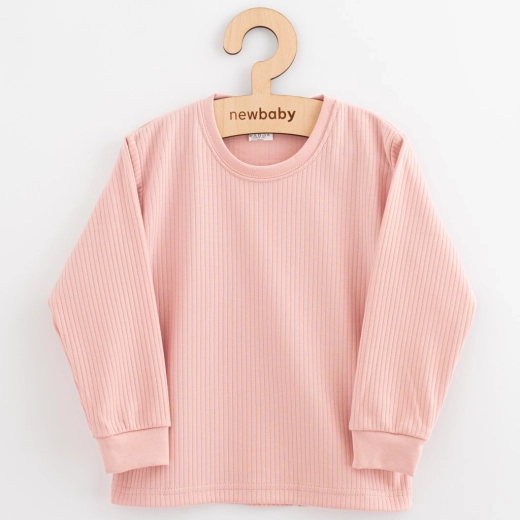 T-shirt enfant en coton à manches longues rose poudre