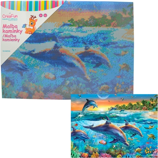 Peinture diamant dauphins 30 × 40 cm
