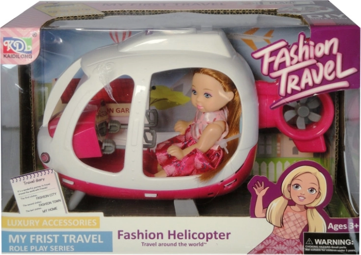 Poupée dans un hélicoptère avec lumières et sons