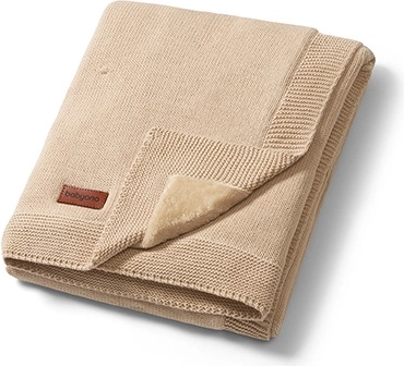 Couverture bébé Babyono en coton naturel avec doublure en flanelle 75 × 100 cm beige clair