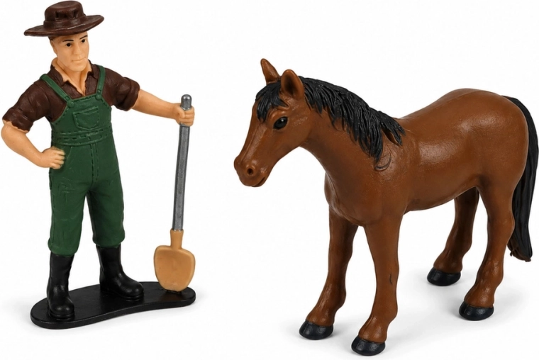 Figurine de fermier et cheval inclus