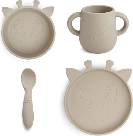 Nuuuroo Lykke set de repas en silicone girafe cobblestone