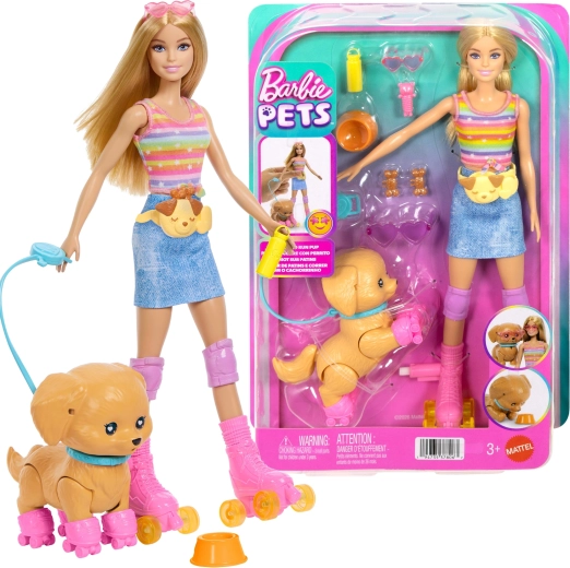 Coffret Mattel Barbie Pets avec chien en rollers et accessoires