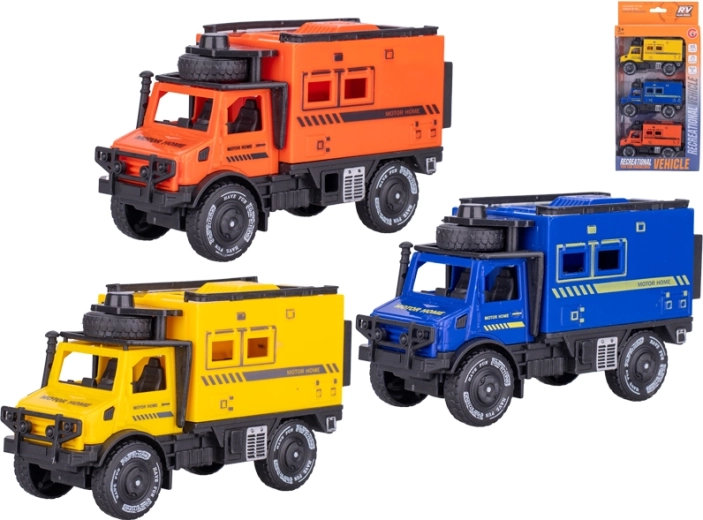 Set de trois petites voitures tout-terrain à inertie 11,5 cm