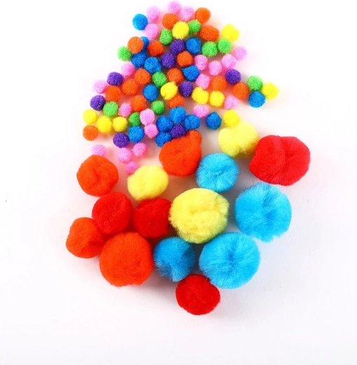 Pompons colorés et yeux pour caractère et détails