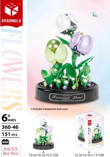 Jeu de construction fleurs sous cloche en verre – 151 pièces