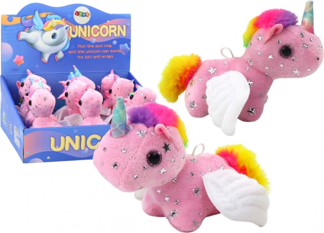 Licorne en peluche à remontoir sautante – rose